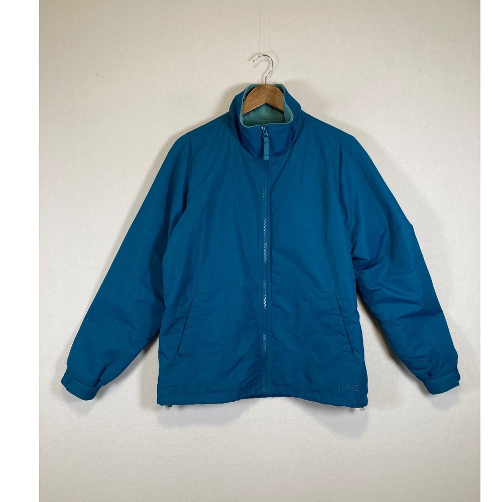 Cabela's Fleece Lined Jacket Women Medium Teal Blue Full Zip Outdoor‎ Outerwear
